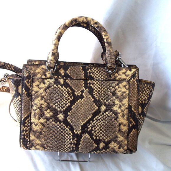 Michael Michael Kors Python Snake Embossed Leather Satchel/Crossbody w/Dustbag - Picture 2 of 16